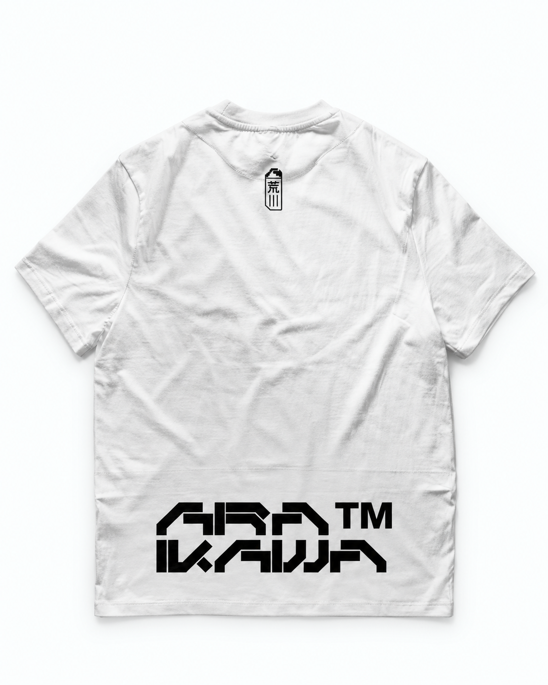 Raglan tee design 0000 in white, back layflat
