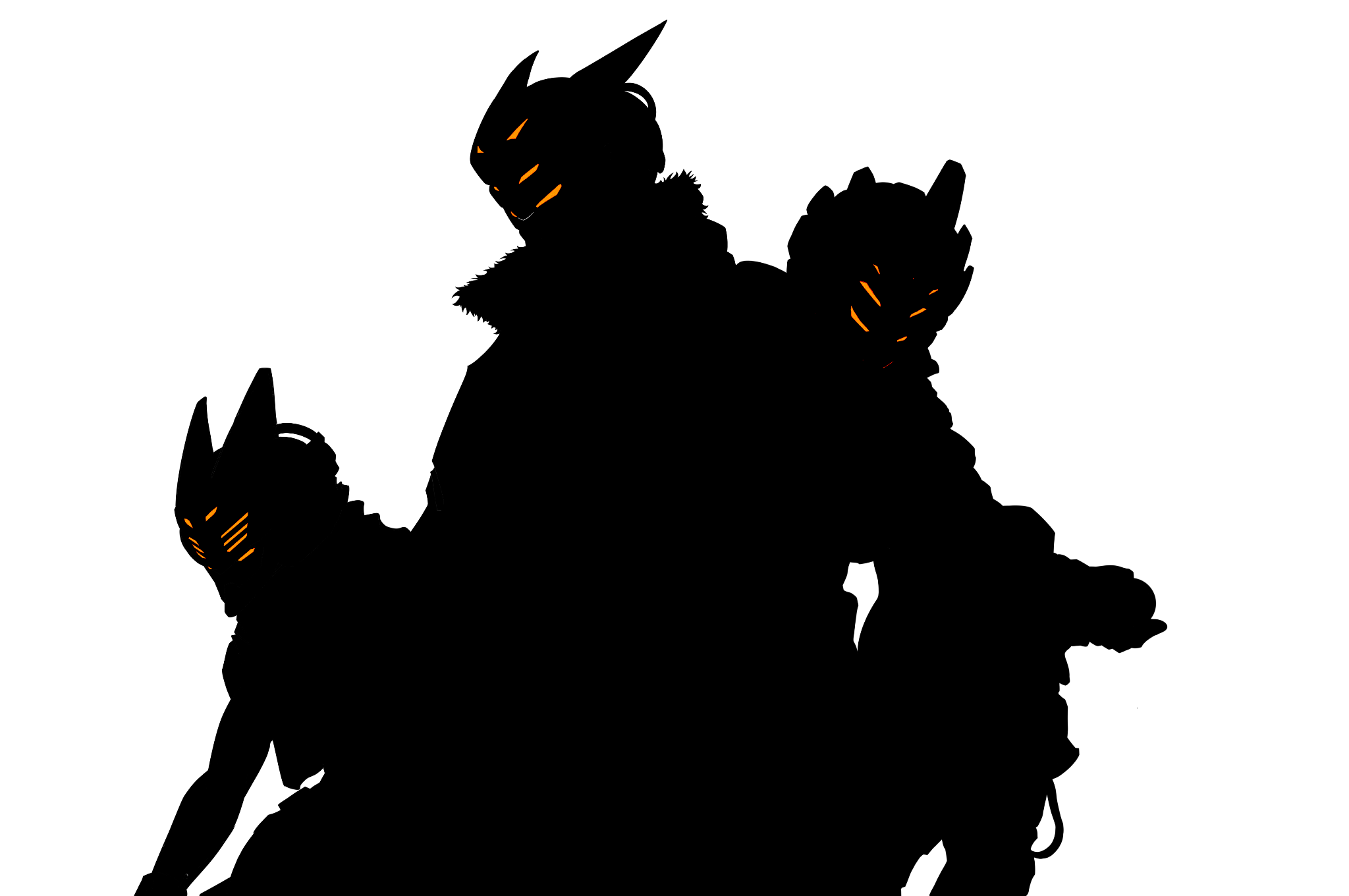 Three helmeted members of the Arakawa Racing Team in silhouette